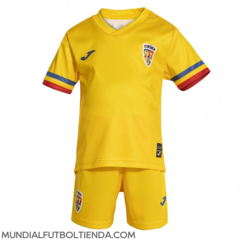 Camiseta Rumania Primera Equipación Replica Eurocopa 2024 para niños mangas cortas (+ Pantalones cortos)